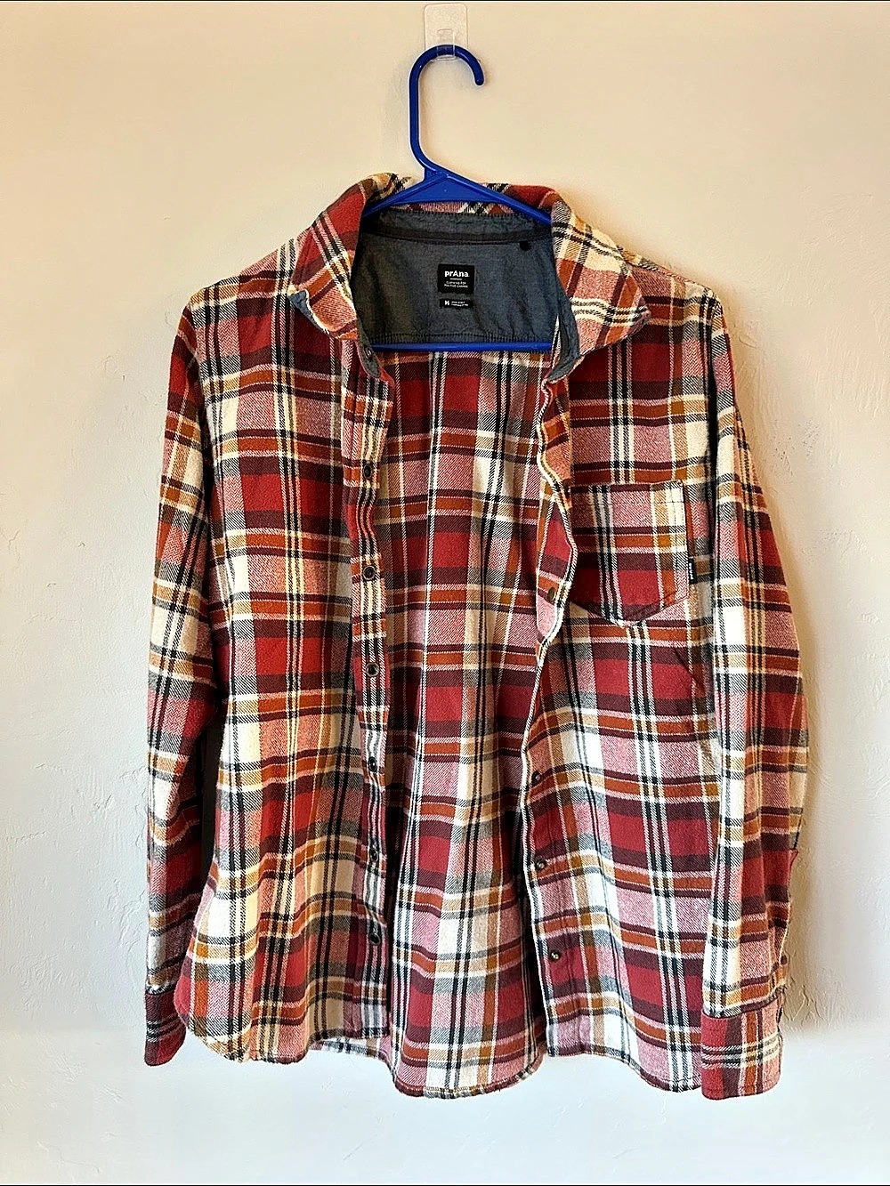 prAna Plaid Utility Jacket in Red & Brown Size Medium